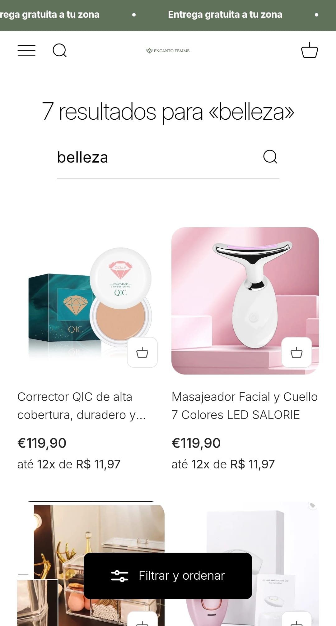 Print 2 do e-commerce Encanto Femme em mobile