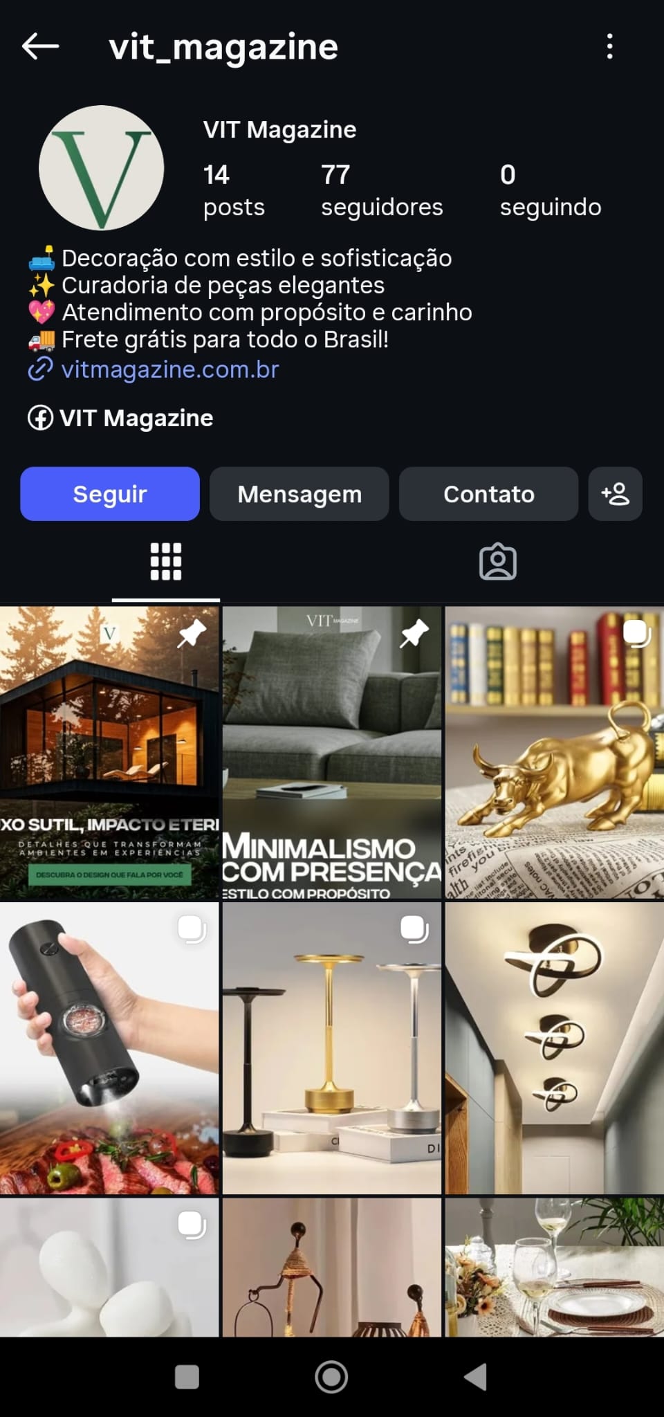 Print 2 do e-commerce Vit Magazine em mobile