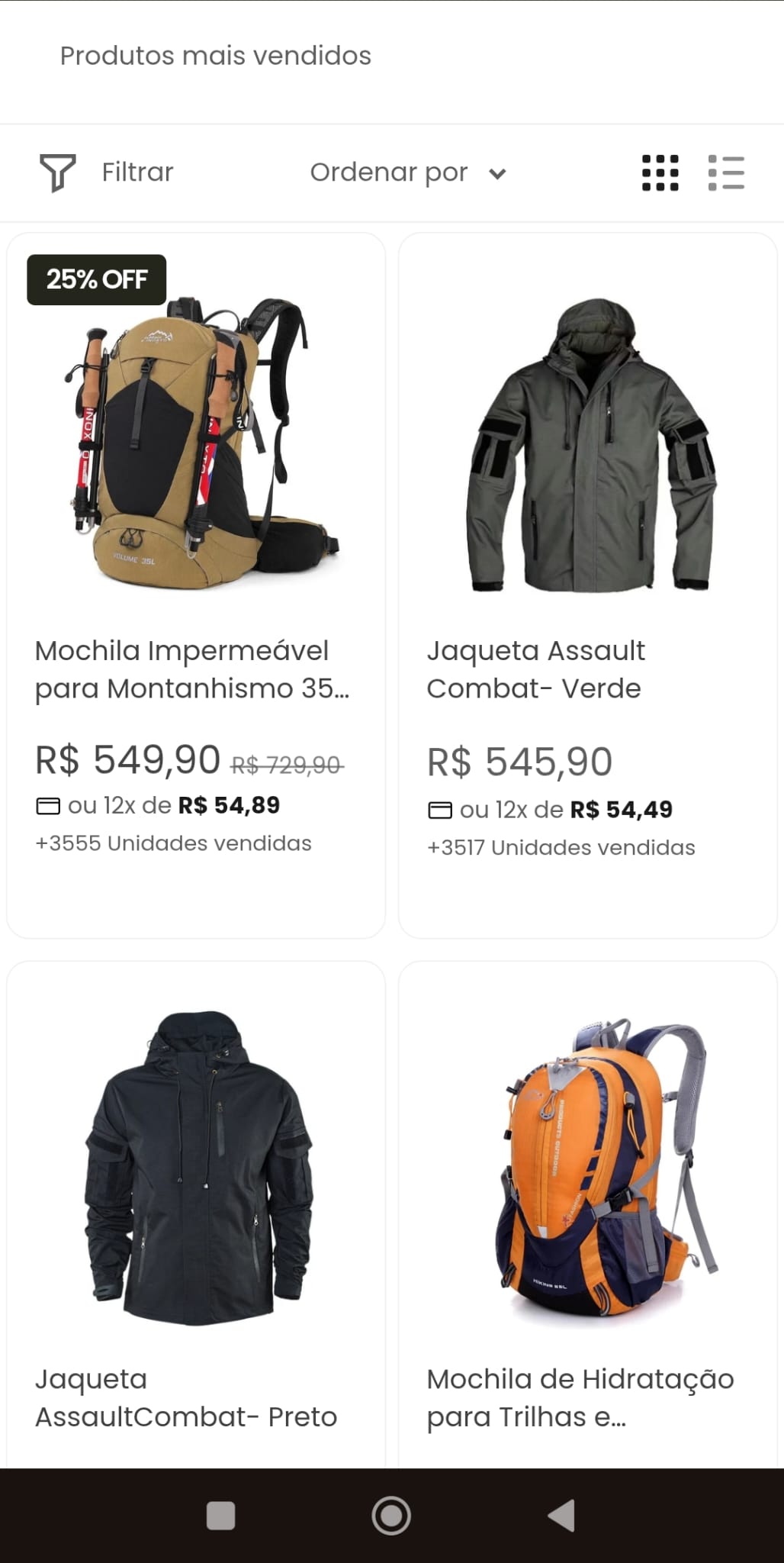 Print 3 do e-commerce Seja Sobrevivencialista em mobile