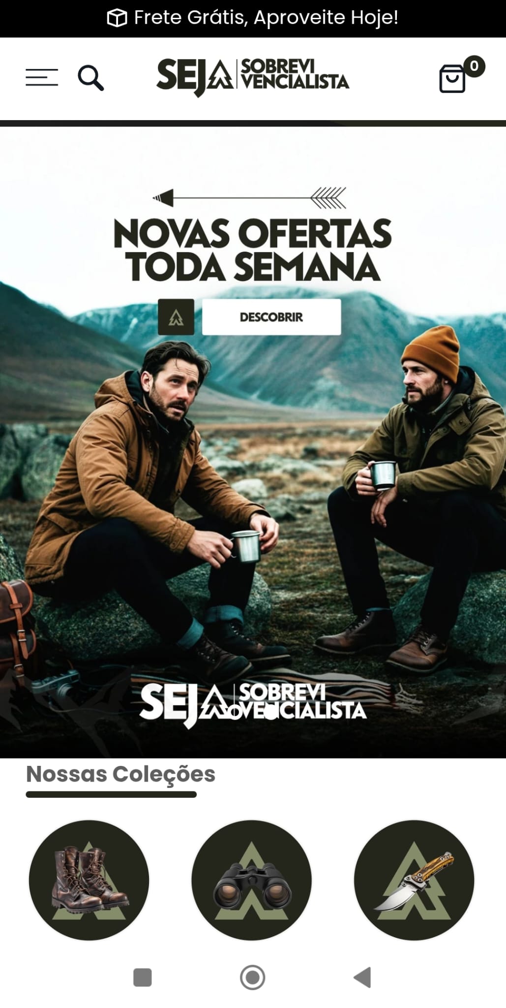 Print 1 do e-commerce Seja Sobrevivencialista em mobile